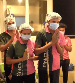 image showing pinkclean team deep cleaning service in bangalore