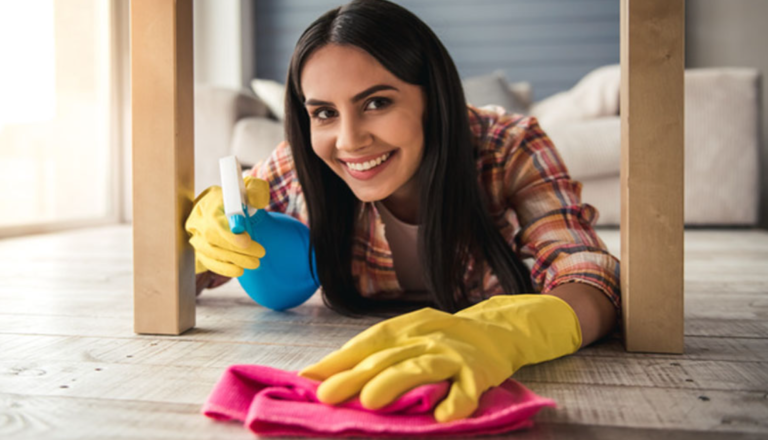 picture shwoing pinkclean memeber cleaning new house in bangalore